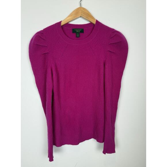 Charter Club Luxury Womens Pink Cashmere Ribbed Puff Sleeve Sweater Sz S - Picture 1 of 7
